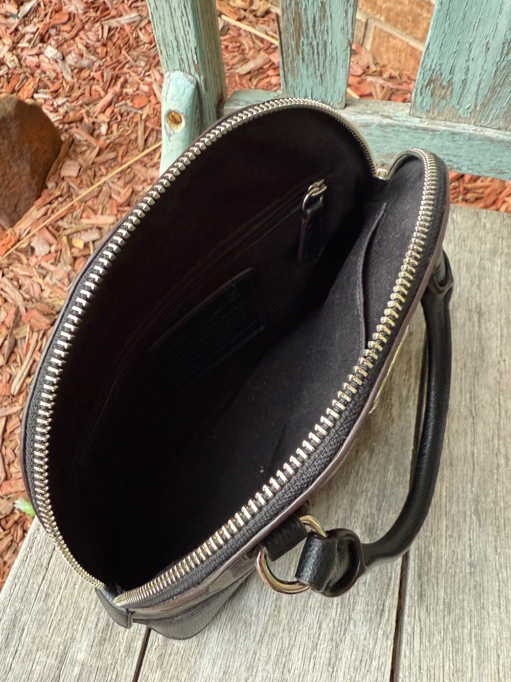 Coach Leopard-Print Cora Mini Dome Satchel in Black and Brown - Picture 14 of 14
